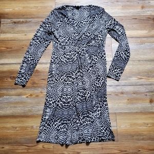Kenneth Cole Dress Womens M Black Snake Print Long Sleeve